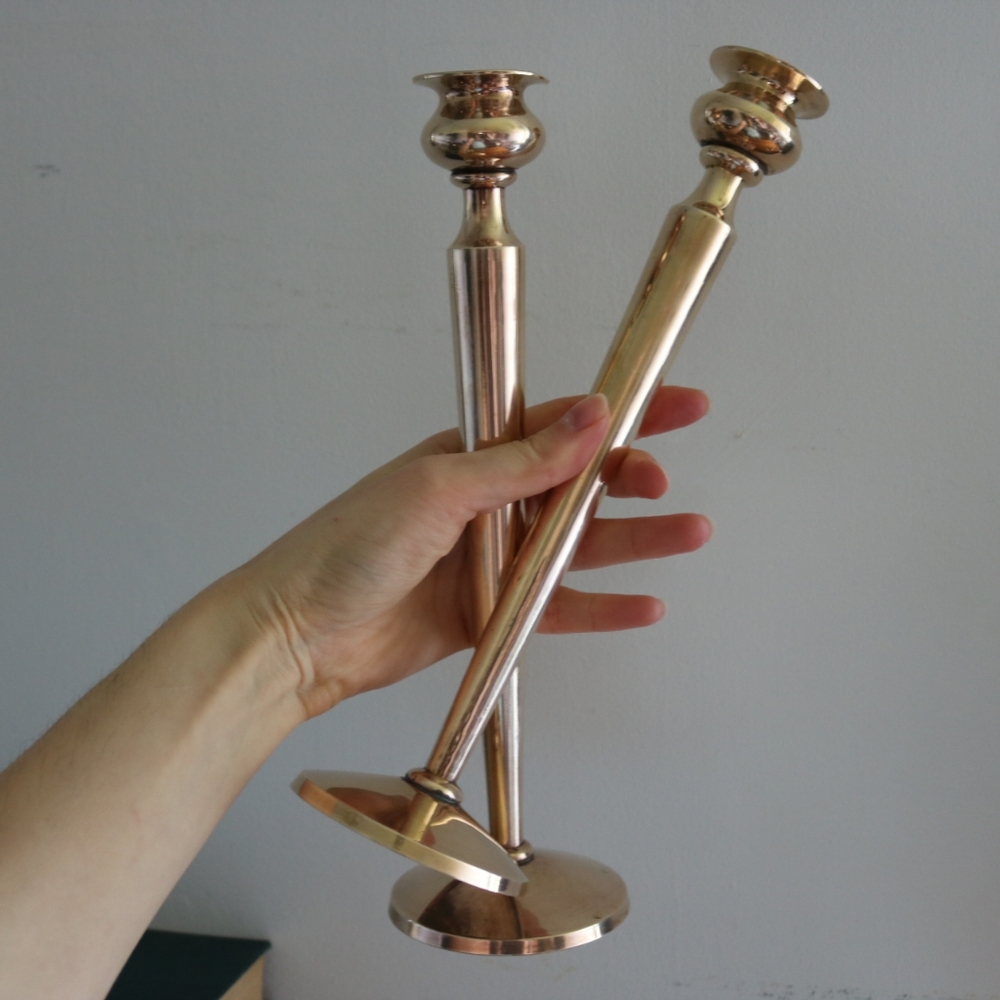 2pcs MCM brass candlestick holders